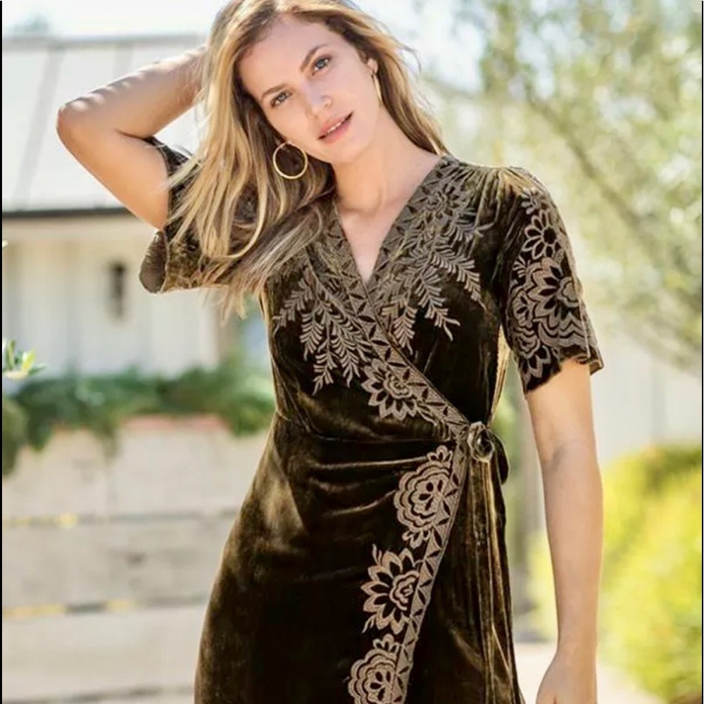 Johnny Was Velvet Wrap Dress